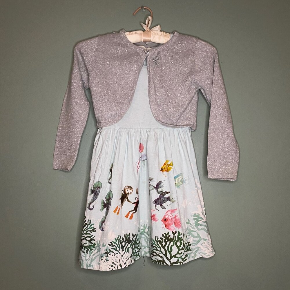 H & M Easter Dress with Pop Over Type Sweater Size  6-8 years